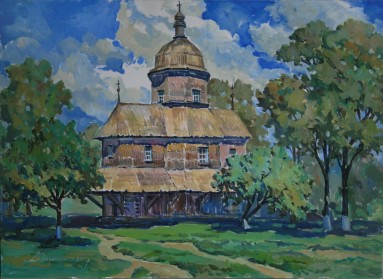 Пейзаж "Церква в Драбівцях" 50x70 k.o., 2012р. Картина