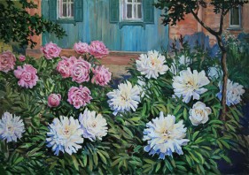 buy paintings, peonies, artist Oleg Mishchenko